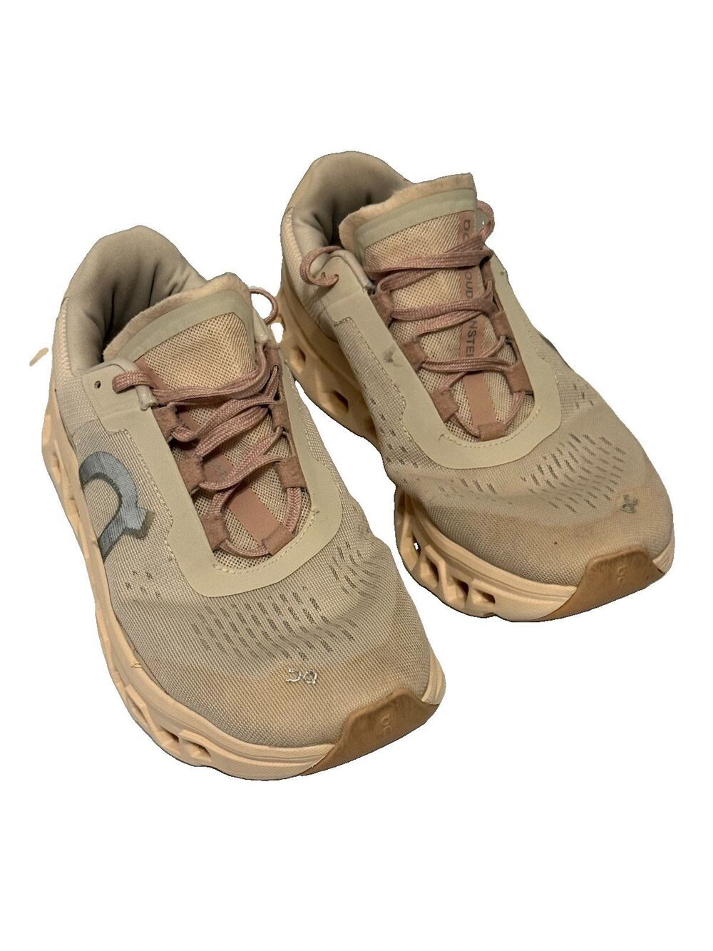 On Cloudmonster Womens Size 9 Beige Pink Athletic Running Walking Shoes Sneakers